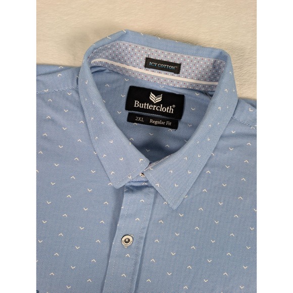 Buttercloth Other - Buttercloth Icy Cotton Long Sleeve Shirt Mens 2XL Reg Fit Blue Geometric AOP‎